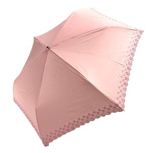 晴雨两用伞 刺绣 折叠 防紫外线 棉 横条纹 涤纶