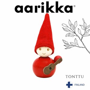 aarikka とんがり赤帽子の妖精 TONTTU 【ギターリスト】9cm（フィンランド・輸入・北欧 インテリア 雑貨）