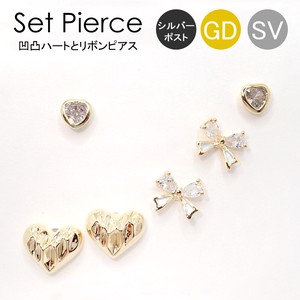 Pierced Earrings Silver Post sliver Ribbon 1-sets 6-pcs