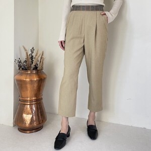 Full-Length Pant Patchwork Waist Tapered Pants