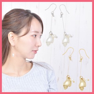 ★メタルシェルモチーフピアス・パール