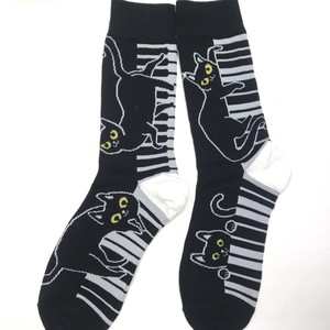 Crew Socks Black-cat Animals Music Socks Ladies'