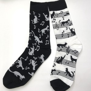 Crew Socks Black-cat Animal Music Music Note Socks Ladies