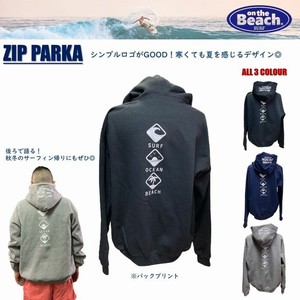 オンザビーチ on the Beach【 ジップアップ パーカー】3連ロゴ 全3色  OTB-ZP5