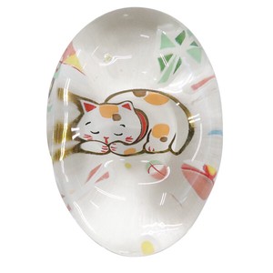 日本製 made in japan ガラス箸置 ねむり猫 520292