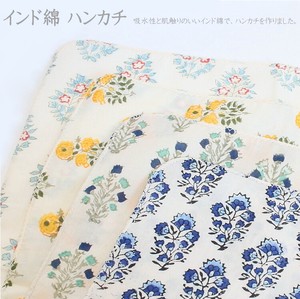 印花头巾 印度棉 棉 有机 花卉图案 52cm x 52cm
