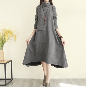 Casual Dress Plain Color Long Sleeves Ladies Autumn/Winter