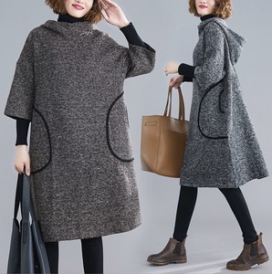 Casual Dress Half Sleeve Plain Color Hooded One-piece Dress Ladies' Autumn/Winter