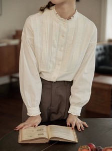 Button Shirt/Blouse Plain Color Long Sleeves Ladies'