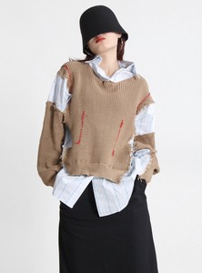Sweater/Knitwear Knitted Plain Color Long Sleeves Ladies' M
