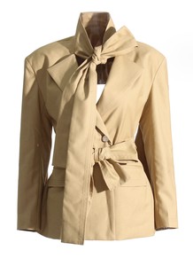 Coat Plain Color Long Sleeves Outerwear Ladies
