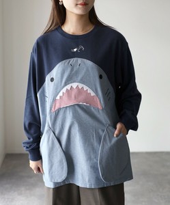 aiiieeeee!!刺繍サメ顔布帛切替BIGトレーナー【in your pocket by stippy】【2023新作】