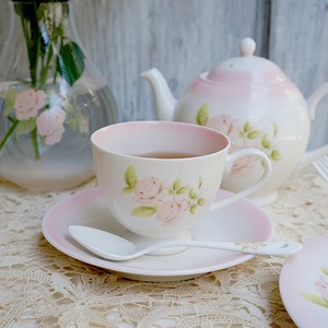 Cup & Saucer Set Pottery Rose Made in Japan