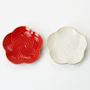 Small Plate Red White Pottery