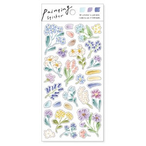 Stickers Flowers Blue Painting Sticker
