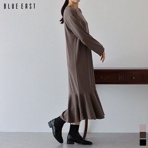 Casual Dress Plain Color Long Sleeves One-piece Dress