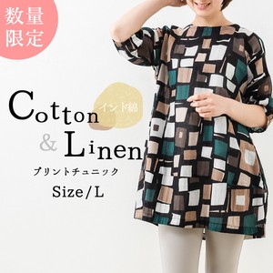Tunic Cotton Linen Tops Printed Cotton Ladies