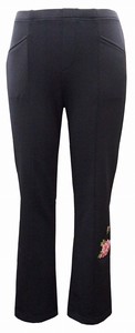 Cropped Pant Strench Pants Brushed Lining Embroidered
