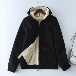 Coat Plain Color Long Sleeves Hooded Outerwear Brushed Lining Ladies' Autumn/Winter