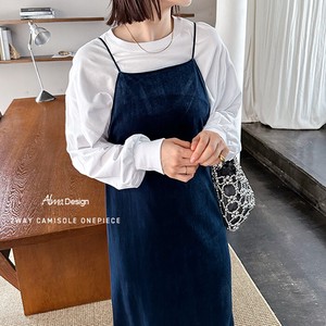 Casual Dress Front/Rear 2-way I-line Camisole Dress Velour