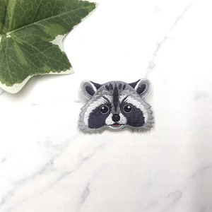 Brooch Animal Raccoon Embroidered
