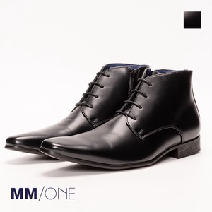 外羽根 サイドジップ ビジネスブーツ ショートブーツ 革靴 メンズ MPB1251-1 [ MM/ONE / エムエムワン ]