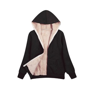 Coat Plain Color Hooded Outerwear Brushed Lining Ladies Autumn/Winter