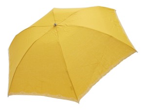 綿×ポリエステル 裾クローバー&スカラー刺繍 3段丸ミニ 折りたたみ傘 晴雨兼用 UVカット