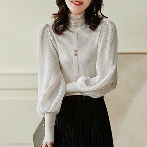 Sweater/Knitwear Knitted Plain Color Long Sleeves Ladies