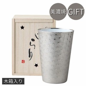 ギフト[木箱] きらり　うすはりタンブラー麻の葉（銀） 美濃焼 日本製