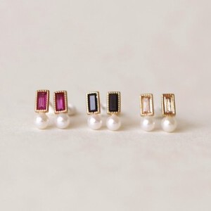 カラーCZパールピアス (pierced earrings)