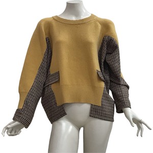 Sweater/Knitwear Plaid Switching
