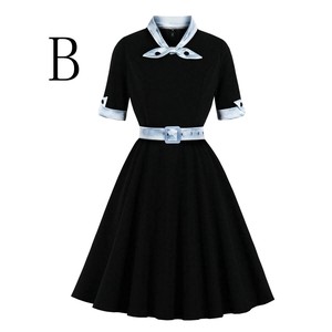 Casual Dress Plain Color V-Neck One-piece Dress Ladies' Short-Sleeve