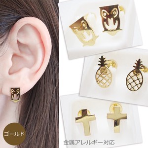 Pierced Earrings Silver Post Stainless Steel Owl Pineapple