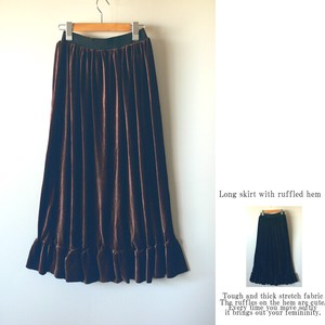Skirt Long Skirt Ruffle Hem Velour Switching