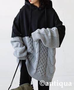 Antiqua Hoodie Long Sleeves Docking Tops Ladies' Autumn/Winter