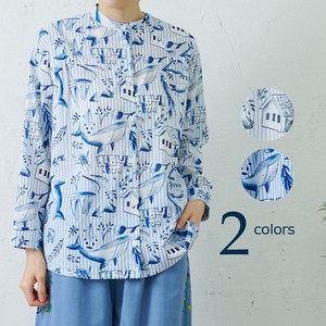 emago Button Shirt/Blouse Flower Animals Patterned All Over Spring/Summer Embroidered