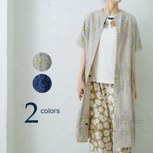 emago Casual Dress Spring/Summer Flower Embroidery One-piece Dress Border
