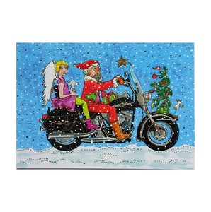 クリスマス ポストカード 輸入カード EU製 サンタxバイク