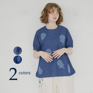 Button Shirt/Blouse Patchwork Flower Denim NEW 2024 Spring/Summer