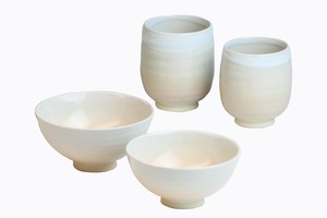 Hagi ware Rice Bowl Pottery Set of 4 Made in Japan