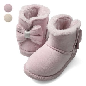 Shearling Boots Little Girls Plain Color Ribbon Water-Repellent