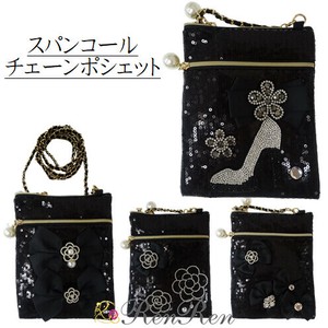 キラキラデコスパンコールポシェット　デコ雑貨　デコポシェット　スマホポシェット 携帯入れ