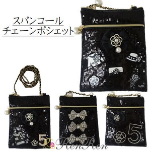 キラキラデコスパンコールポシェット　デコ雑貨　デコポシェット　スマホポシェット 携帯入れ