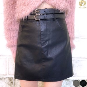 【SALE!! 卸価格から、更に50％OFF】合皮スカート レザースカート ベルト付きスカート ミニスカート