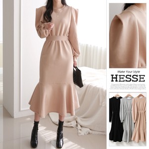 Casual Dress Brushed Lining One-piece Dress 3-colors