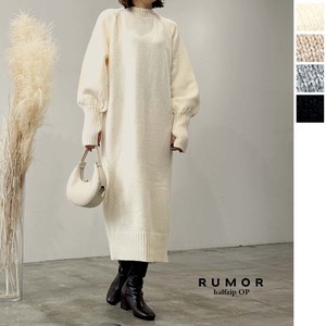 Casual Dress Voluminous Sleeve Alpaca Touch One-piece Dress 2023 New
