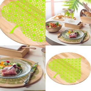 ☆食卓のお皿・台など多種多様【ヒノキ・JAPAN】wooden plate/サークルプレート・リーフ/グリーン