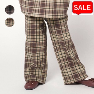 Kids' Full-Length Pant Check Pattern Velour Wide Pants