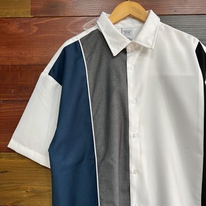Button Shirt Stripe Switching 2024 Spring/Summer